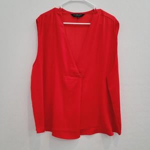 NWOT Rachel Roy Red Satin Sleeveless V-neck Blouse Top Women's Size 2X